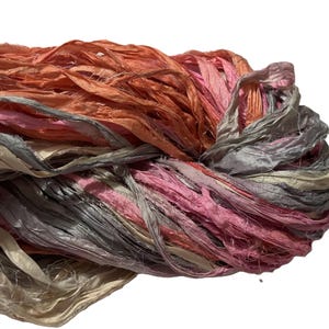 100g/10yards Pastel Orange Recycled Sari Silk Ribbon Yarn