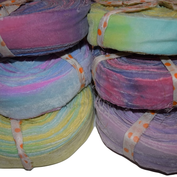 NEW! Velvet Double tone Natural Frayed Recycled Cotton Ribbon Yarn