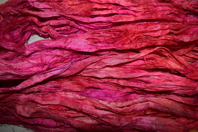 jewelry making Pink Pur Tie Dye 10 yards Sari Silk Ribbon craft ribbon