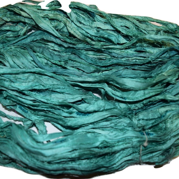 10 yards Sari Silk Ribbon, Fair Trade from India, Sea Green