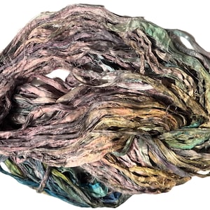 Pastel Recycled Sari Silk Ribbon Yarn by 1, 5, 10 yards OR 50 g