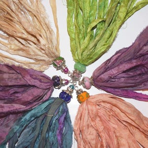 10 yards Bronze Brown Recycled Sari Silk Ribbon Yarn image 3