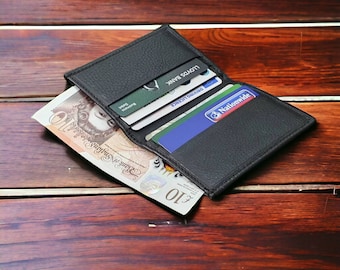 Handmade Leather Card Holder Wallet for Men Women - Slim & Small Cash Pocket Minimalist Wallets - Perfect Gift