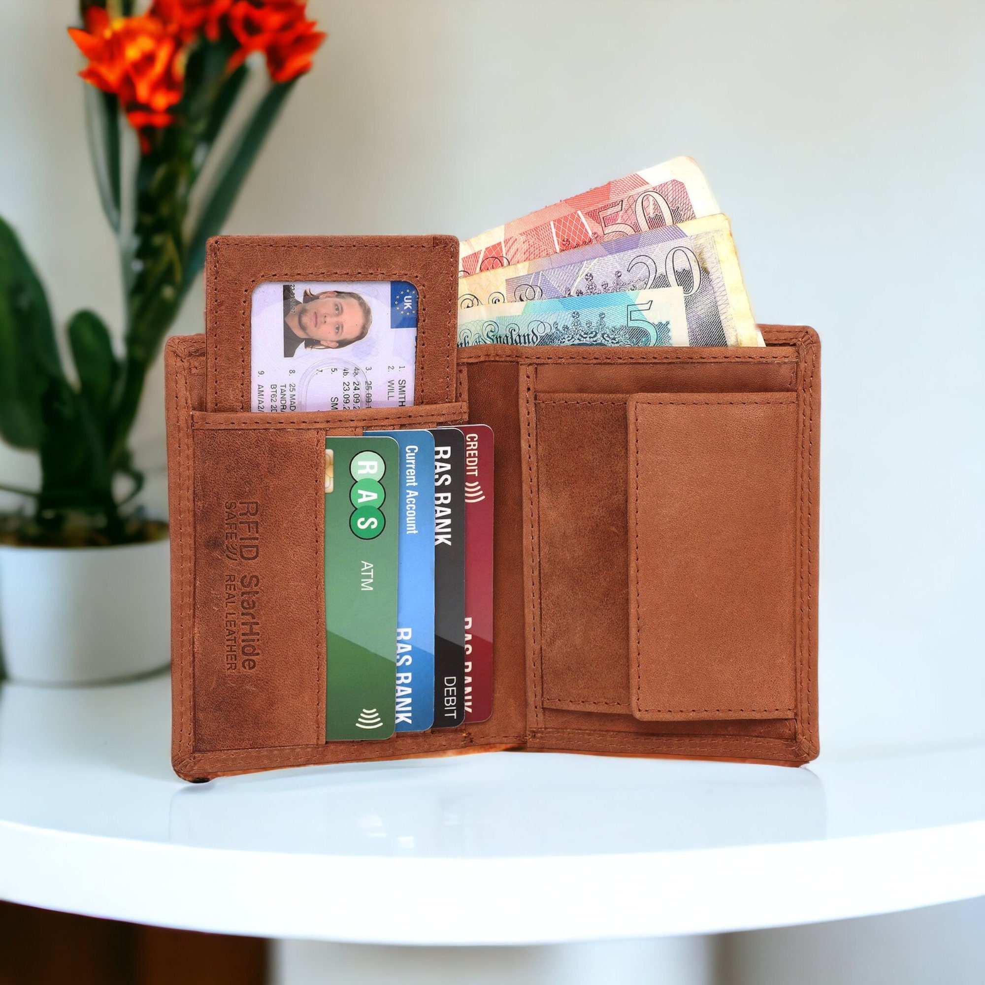 Men's Leather Wallet ID Credit Card Holder Slim Clutch Bifold Pocket Coin  Purse | eBay
