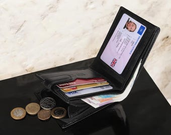 Personalized Engraved Wallet For Men,s Rfid Blocking Genuine Leather Bifold Wallet With A Zipped Coin Pocket And Id Window Best Gift For Him