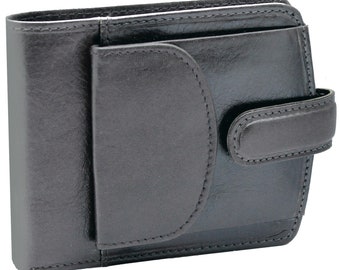 RFID blocking Soft leather Black bifold mens wallet with coin pocket 340 RFID blocking Soft leather Black bifold mens wallet with coin pocket 340