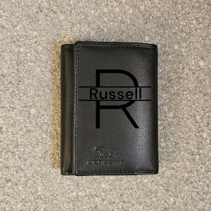 Cartera personalizada para hombre, billetera de cuero genuino de tres pliegues, bloqueo RFID, billetera de cuero real con cremallera, monedero, regalo para papá, abuelo, novio