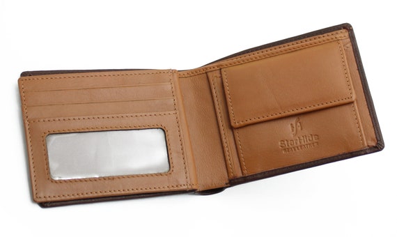Full Grain Leather Trifold Wallet: Slim Rfid Wallet with Coin Pocket