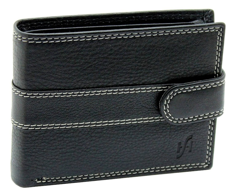 Starhide Mens RFID Black Real Leather Trifold Wallet Coin Purse Gift Boxed 1085