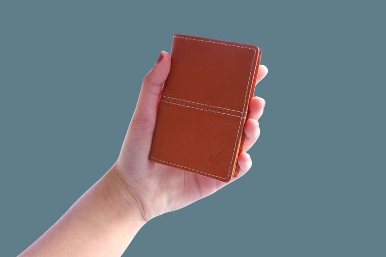 STARHIDE Petit portefeuille minimaliste en cuir pour hommes et femmes avec blocage RFID pour cartes de visite 5001 tan image 5