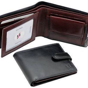 StarHide Mens black brown real italian leather wallet with coin pocket pouch and id window. Multi card holder 835 image 2