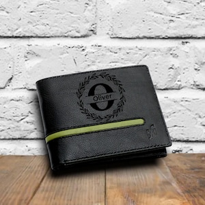 Carteras de cuero genuino personalizadas para hombre, monedero pequeño hecho a mano con bloqueo RFID, billetera para tarjetas de crédito y monedas, regalo de cumpleaños grabado para él