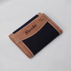 Cartera de lona y cuero de cazador desgastado con tres pliegues y bloqueo RFID personalizada grabada para hombre, tarjetero, el mejor regalo para Navidad.