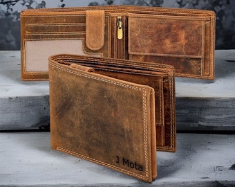 Personalized Photo Engraved Leather Wallet, Christmas, Birthday