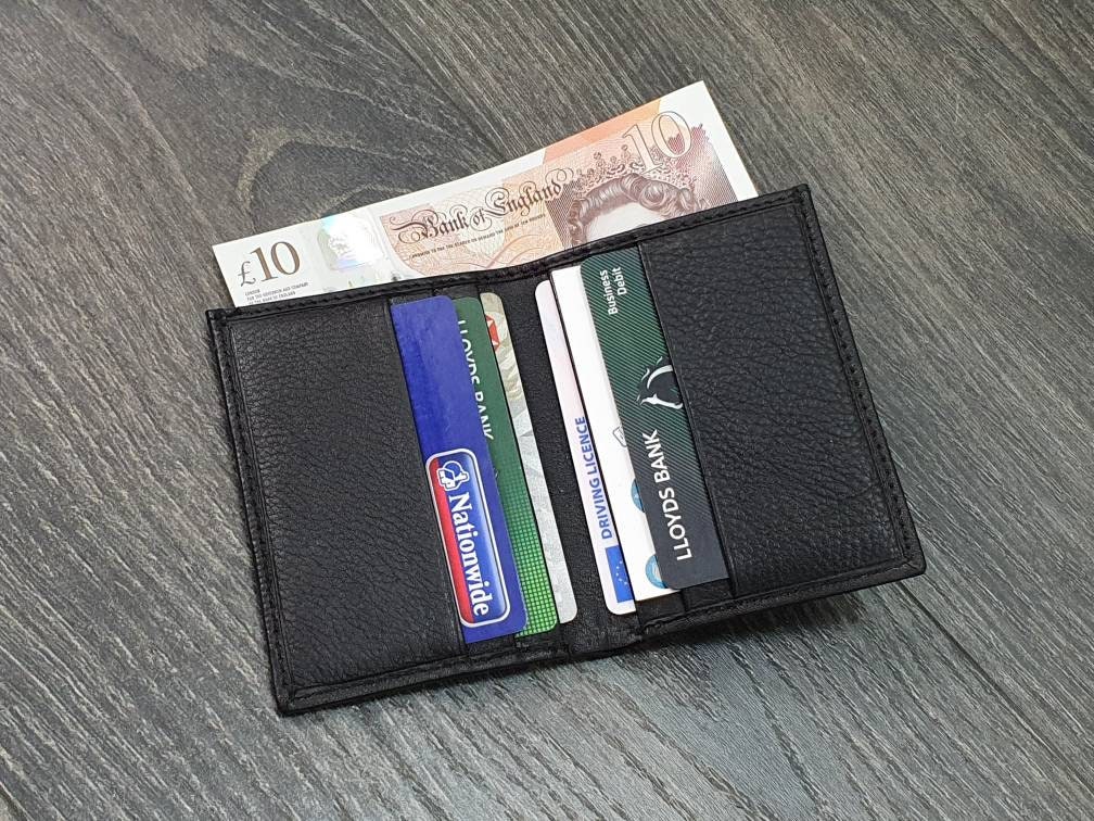 LEATHER ARCHITECT-Men's 100% Leather Bifold RFID wallet with money clip-  Black/black at  Men's Clothing store
