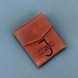 Portefeuille personnalisé en cuir marron clair, portefeuille gravé pour homme, cadeau portefeuille personnalisé à deux volets en cuir bloquant la RFID pour papa, petit ami ou mari