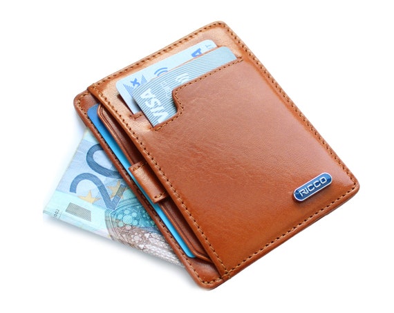 Starhide Mens Thin Slim Minimalist Leather Credit Card Holder Case 1215-Brown