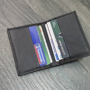 Mens Women Small Black Genuine Soft Leather Card Holder Wallet Slimline ...