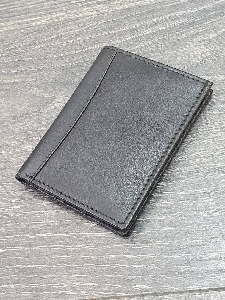 Mens Women Small Black Genuine Soft Leather Card Holder Wallet - Etsy UK