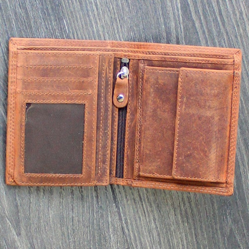 MENS WALLET With COIN Pocket Holder tan Leather / Gents Etsy UK