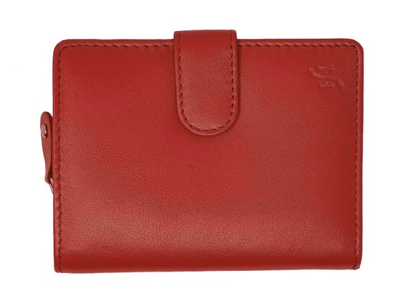 Rfid Blocking Credit Card Holder, Genuine Leather Short Coin Purse