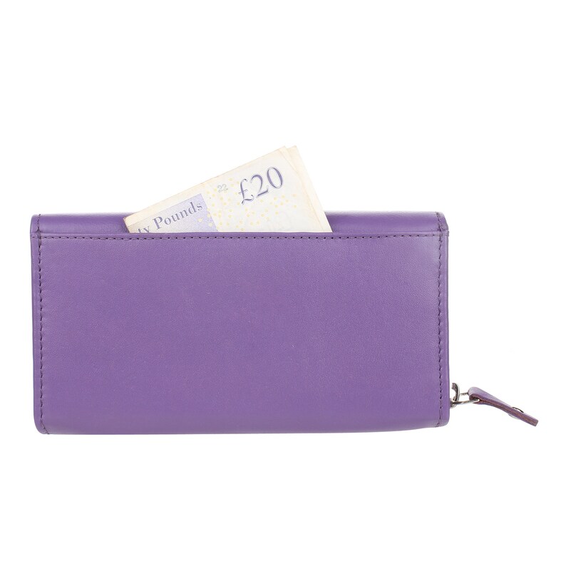 Women's RFID BLOCKING Purple Leather Wallet A Large Zipped Etsy UK