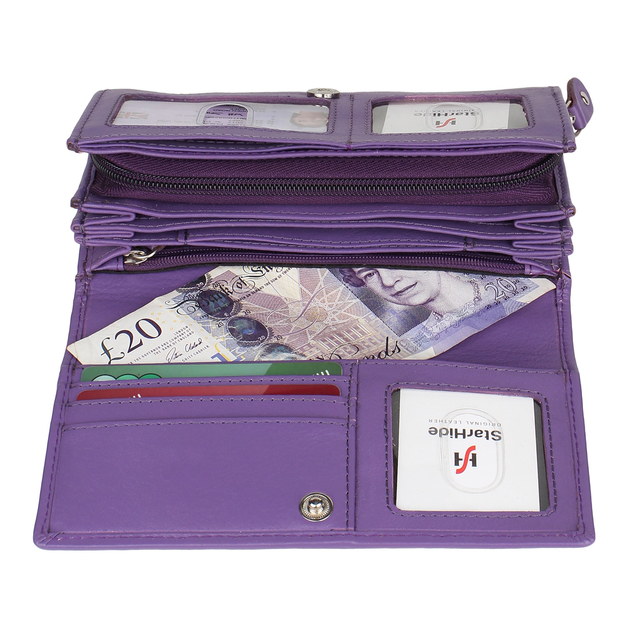 Women's RFID BLOCKING Purple Leather Wallet A Large Zipped Etsy
