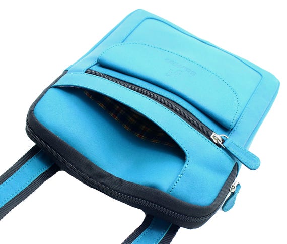 Buy Mens Womens Cross Over Bag Handmade Soft Sky Blue Real Leather Online  in India 