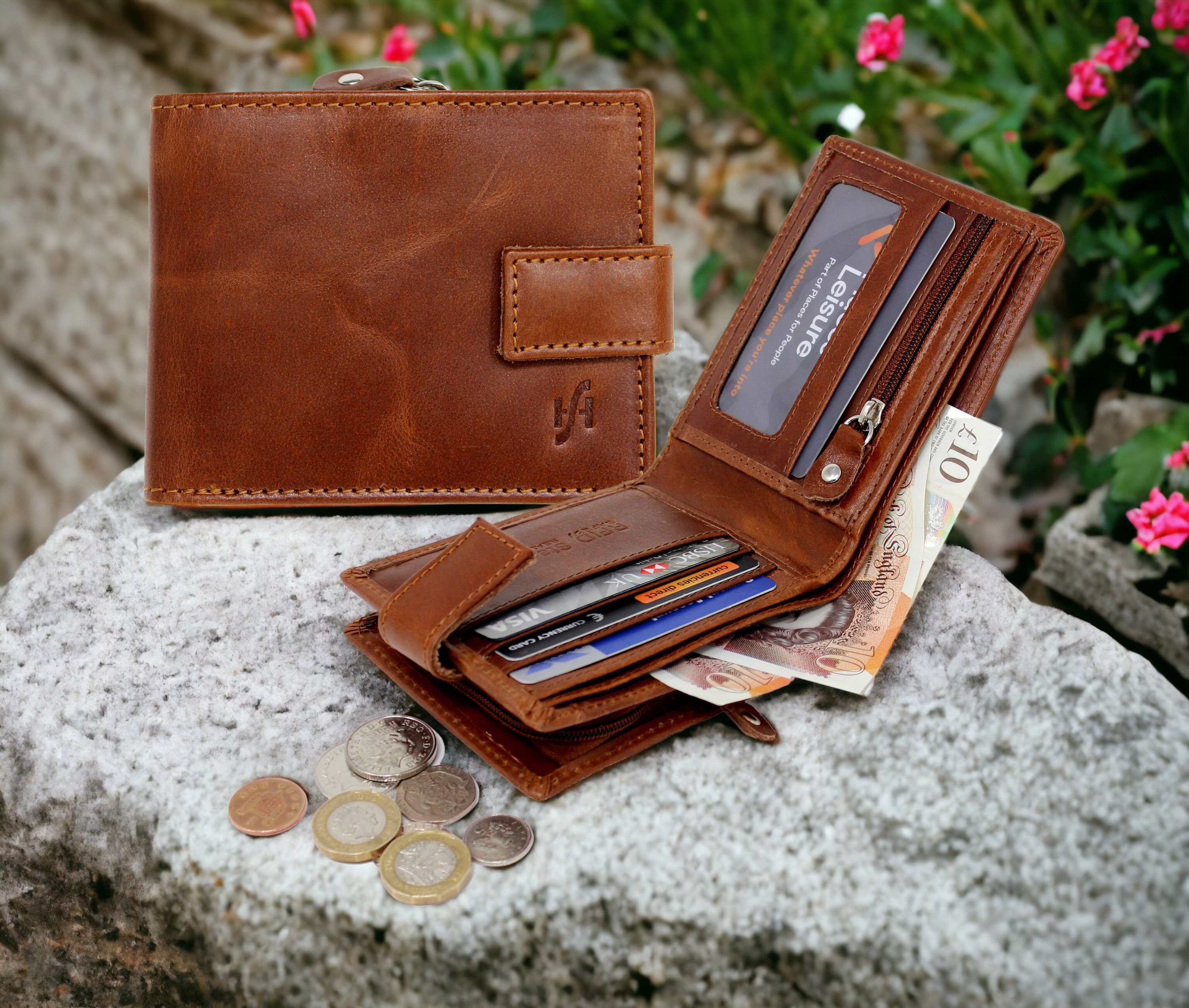 Vintage Stone Embossed Small Wallet Coin Pocket Small Purse Bifold