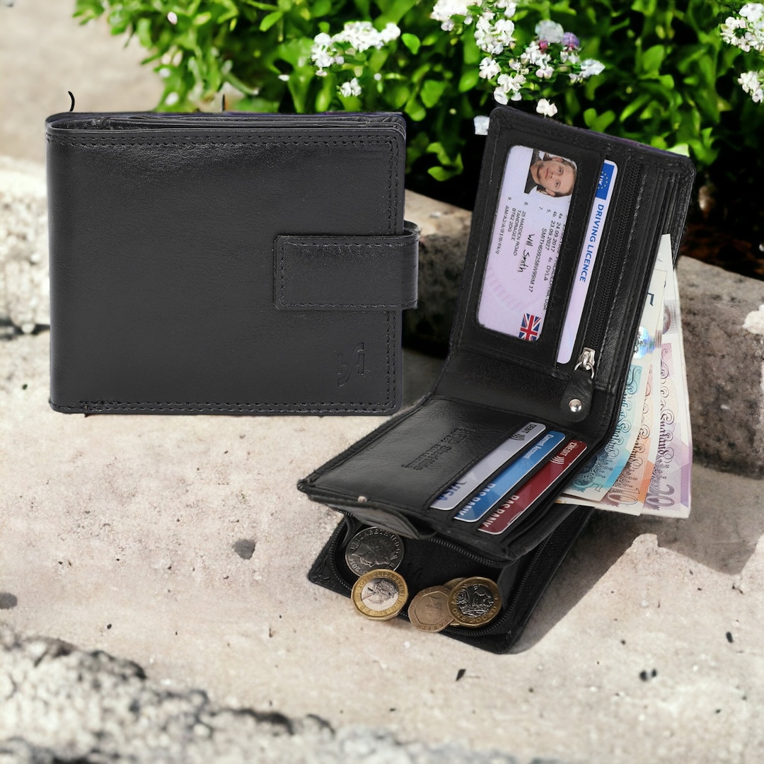 STARHIDE Men's RFID Blocking Leather Wallet – Zip-Around Coin Pocket, Brown, Handmade
