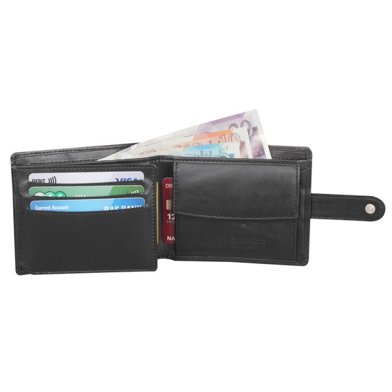 LEATHER ARCHITECT-Men's 100% Leather Bifold RFID wallet with money clip-  Black/black at  Men's Clothing store