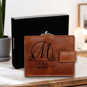 Monedero personalizado hecho a mano con bloqueo RFID, protección sin contacto, de cuero auténtico suave, con bolsillo para monedas grande con cremallera lateral.