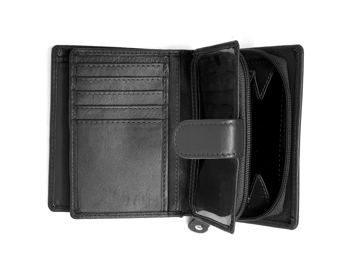 Women's RFID BLOCKING Black Leather Wallet Ladies Purse Etsy UK