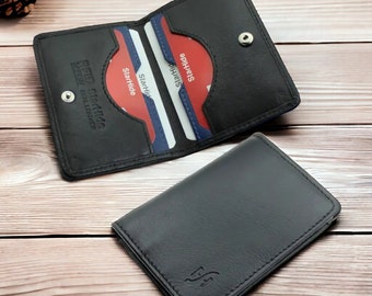 Men's Ultra Slim Genuine Leather Credit Card Holder Wallet RFID BLOCKING Minimalist Card Case Wallet