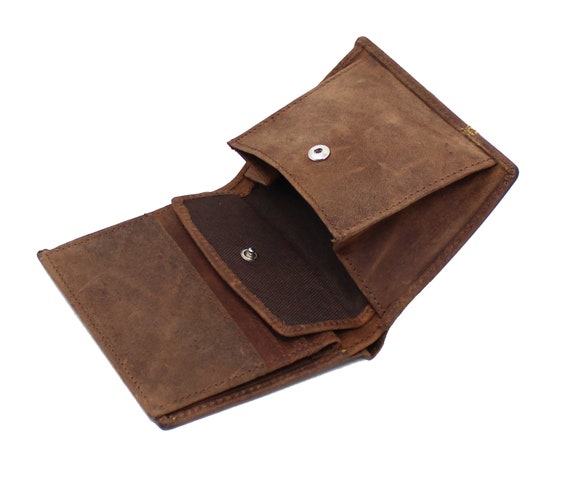 Mens Designer RFID Blocking Trifold Wallet for Men Genuine Distressed  Hunter Leather Large Coin Pocket Purse 1195 brown - Etsy