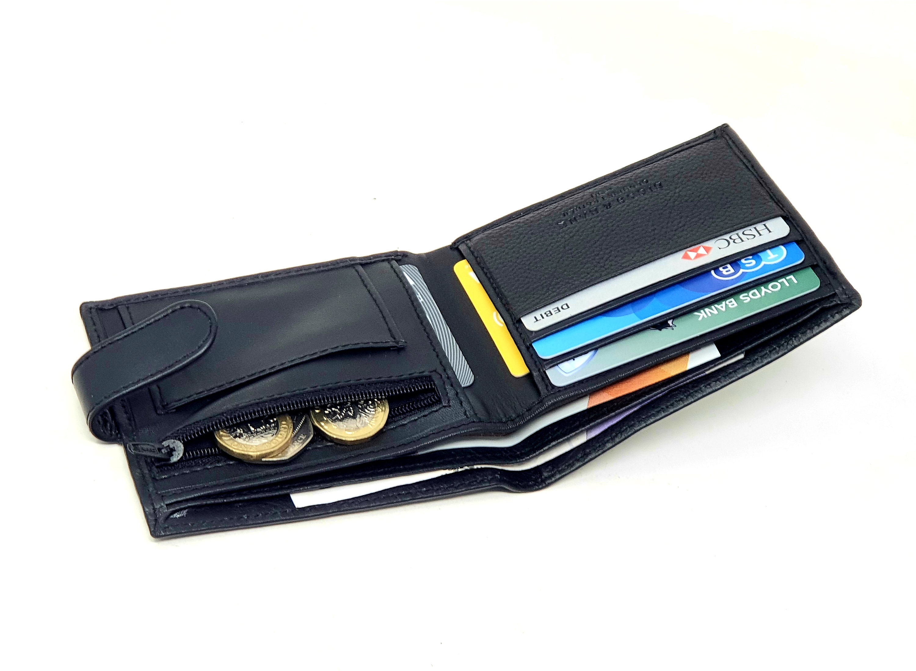 UK Mens RFID Wallet Genuine Leather Zip Around Purse Credit Card Coins Holder