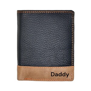 Portefeuille RFID en cuir de luxe personnalisé, nom personnalisé pour homme avec gravure des initiales, portefeuille de poche pour pièce de monnaie et carte d'identité, cadeau pour papa, petit ami/mari