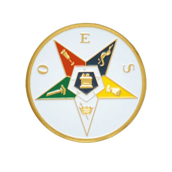 OES EASTERN STAR Auto Emblem - Peel and Press Adhesive Back - 3" Diameter fits Most Vehicles