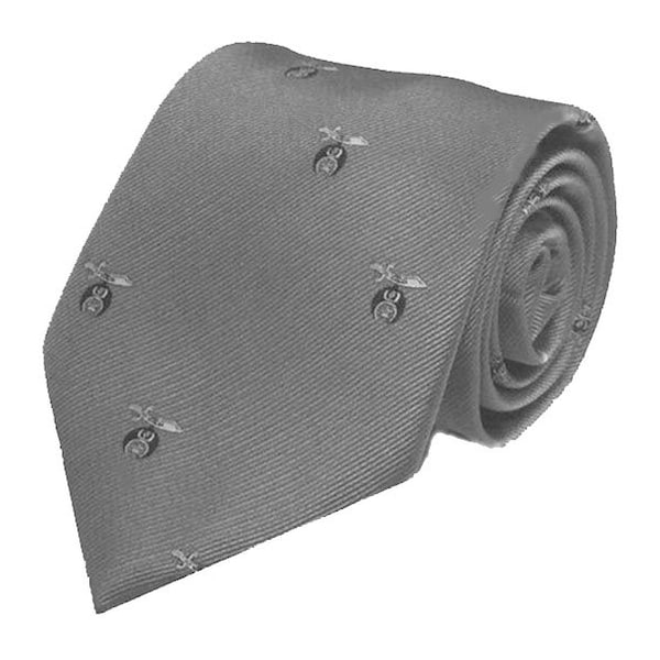 SHRINER Club Tie - NECKTIE - Gray with Black Accent Shrine Logos - Regular Length