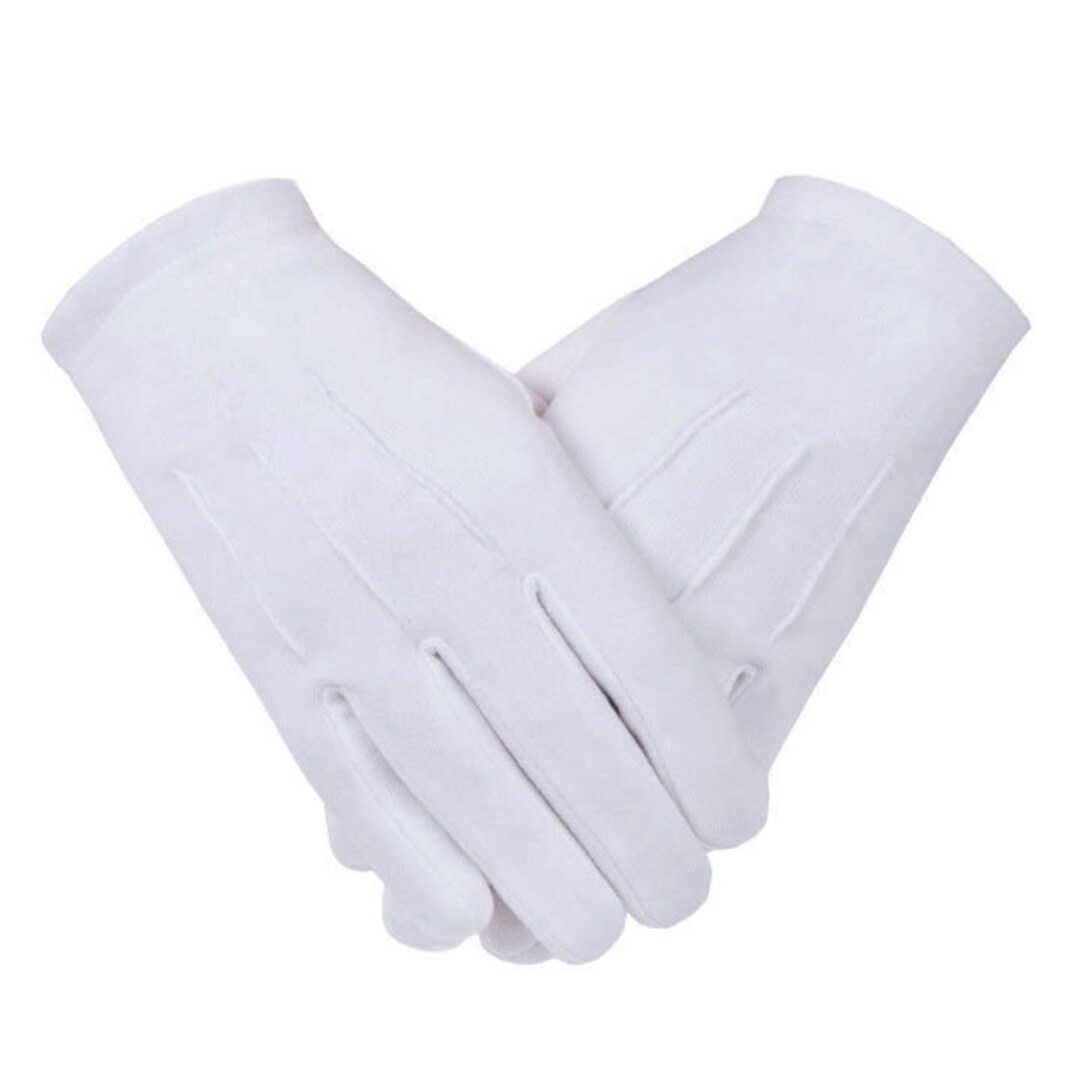 WHITE DRESS GLOVES Cotton in 5 Sizes for Lodge Meetings and Formal