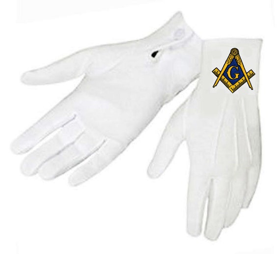 EMBROIDERED LOGO on NYLON FITS MED to XL PAST DISTRICT DEPUTY MASONIC GLOVES