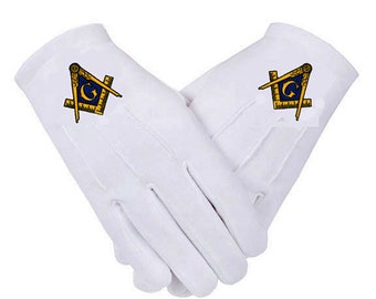 GANTS MASONIC - Logo brodé - Coton en 5 tailles