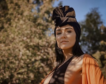 Turbante negro. Turbante para mujer, turbante de muselina, turbante de moda, turbante hijab, turbante para mujer, turbante, pañuelo para la cabeza, turbantes de verano.