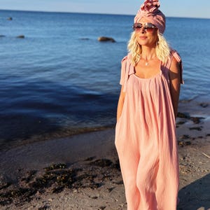 SUMMER MUSLIN DRESS – Maxi dress with Pockets and Adjustable Ties. Black, Pink & Yellow. Cotton dress, Women Clothes, Natural, Boho Style