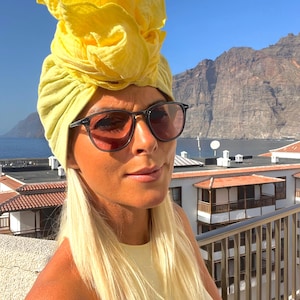 Soft Yellow - Turban For Women, Muslin Turban, Fashion Turban, Hijab Turban, Turban Hat Women, Turban Hat, Head Wrap, Chemo Turban