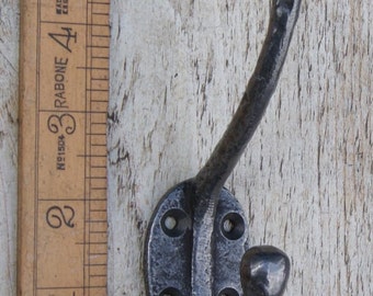 Vintage Riven Industrial Style Coat Hook (Victorian Period Cast Iron Metal Hangers)