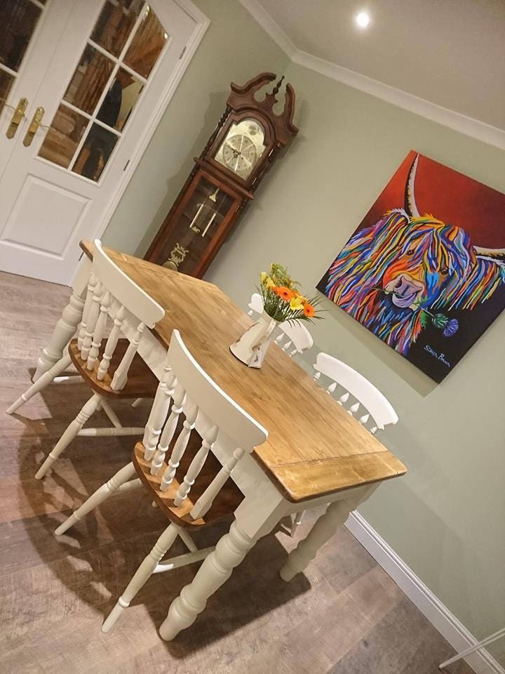 Upcycle pine dining table and chairs sale