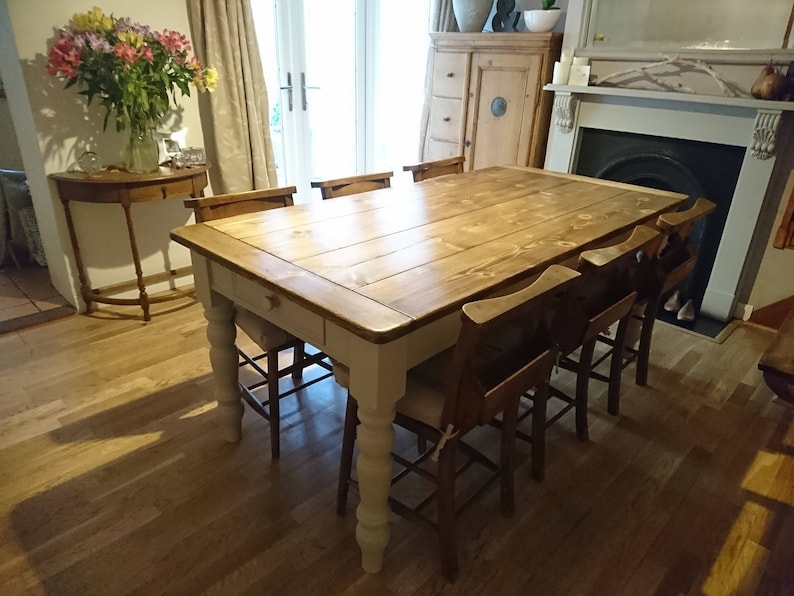 Vintage Pine Farmhouse Table and Chairs Made to Order listing Etsy UK