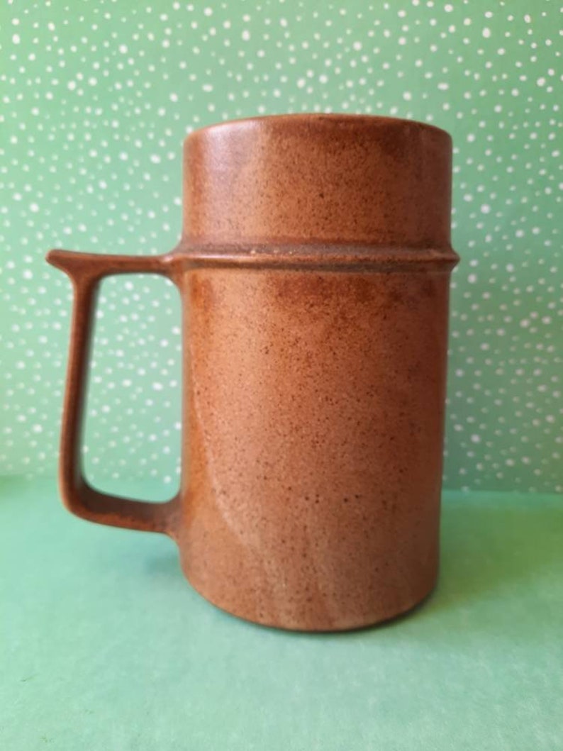R Moss Ltd Pottery Sugar Sifter With Handle, Stoneware, Brown, Large, Vintage Kitchenware. 1025. Bild 8