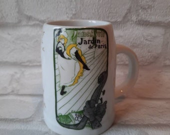 Vintage Toulouse Lautrec Mug Veritable Porcelaine France Jane Avril Jardin De Paris Limoges, Art Nouveau Artist, Can Can, Moulin Rouge